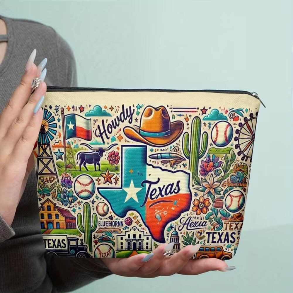 Texas State Gift Texas Makeup Zipper Pouch Texas  Texas Bag Travel Gift Moving